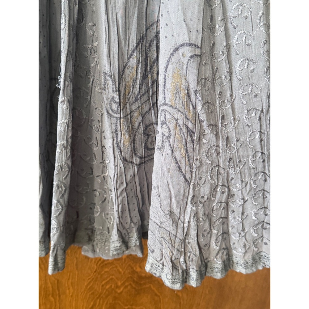 Soft Surroundings Sz XL Embroidered Floral Flowy Pull On Maxi Skirt Whimsical - Picture 4 of 6